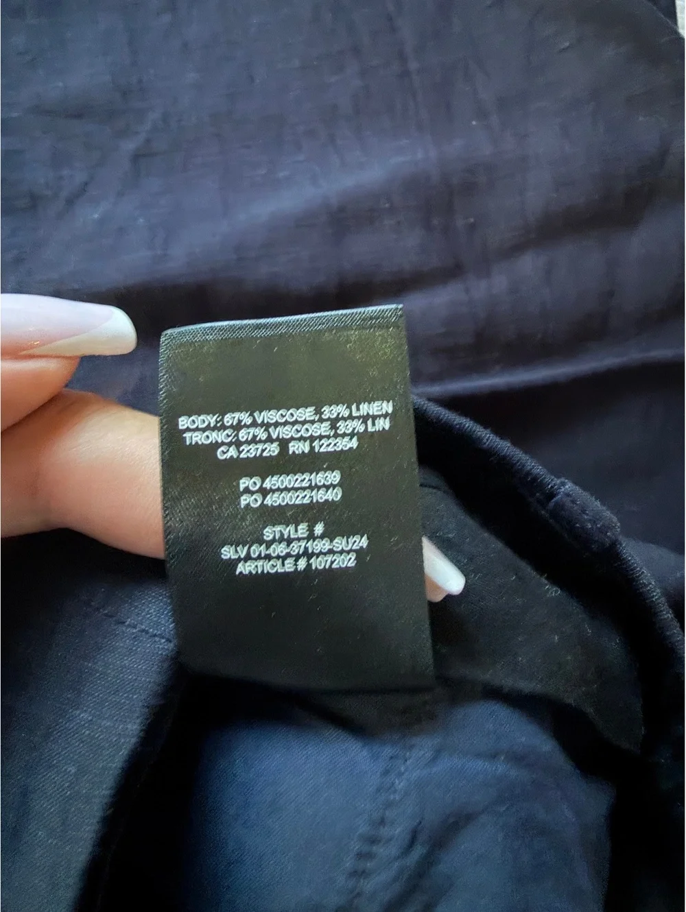 Aritzia Babaton Black Linen Blend Wide Leg Pants Size 4